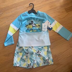 NWT Mickey Mouse 2 piece boys long sleeve swim set 3T